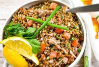 Mediterranean Wheat Berry Tuna Bowl
