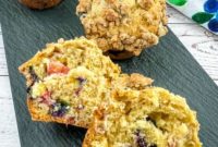 Vibrant Blueberry Rhubarb Muffins