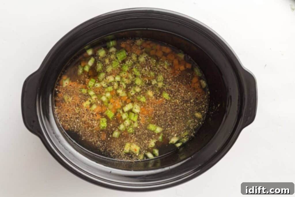 Slow Cooker Italian Wedding Soup Delight 6 Broth and Vegetables in Slow Cooker