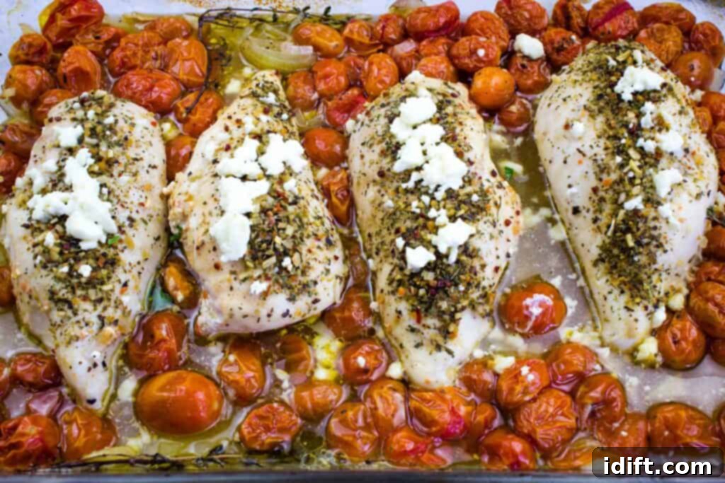 Topped with feta and baked in the oven.