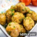 air fryer turkey meatballs in a square serving dish