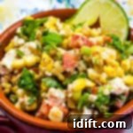 Mexican Street Corn Salad in a rustic bowl