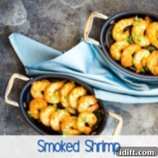 smoked shrimp in small black dishes