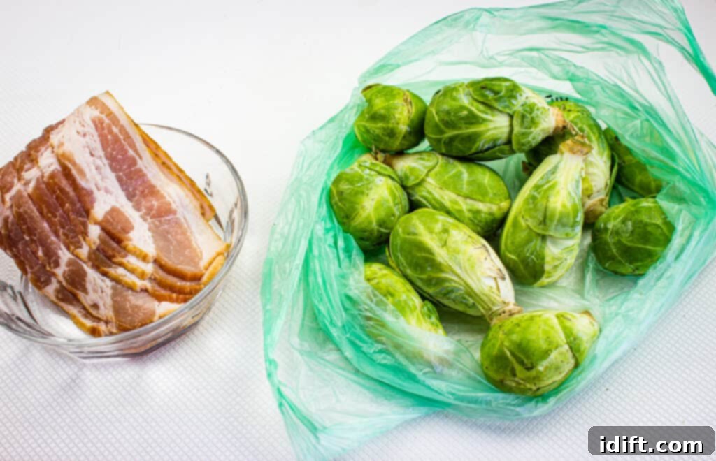 Ingredients to make smoked brussels sprouts