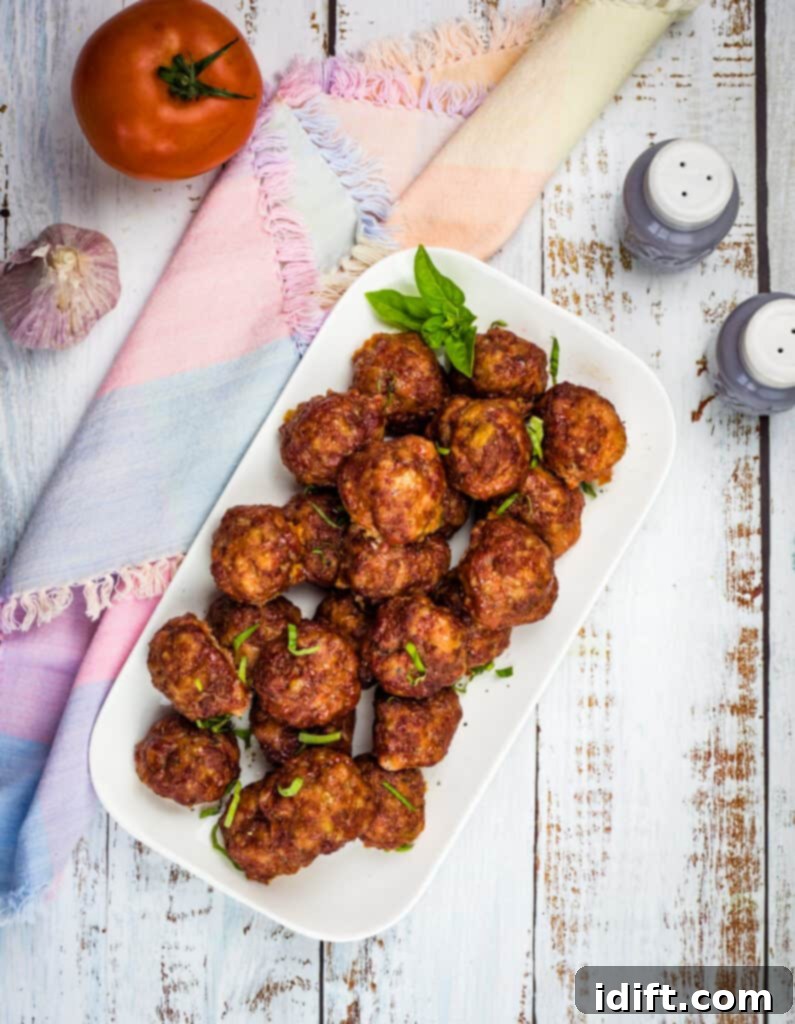 Platter of perfectly smoked meatballs, ready to be served