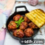 smoked meatballs in a black dish