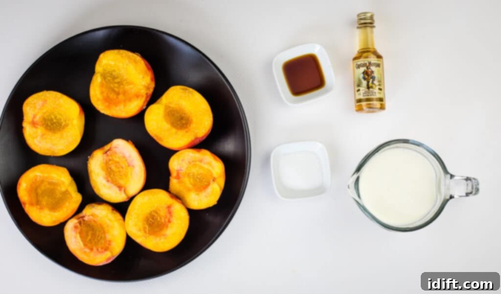 cut peaches in half and sprinkle with sugar