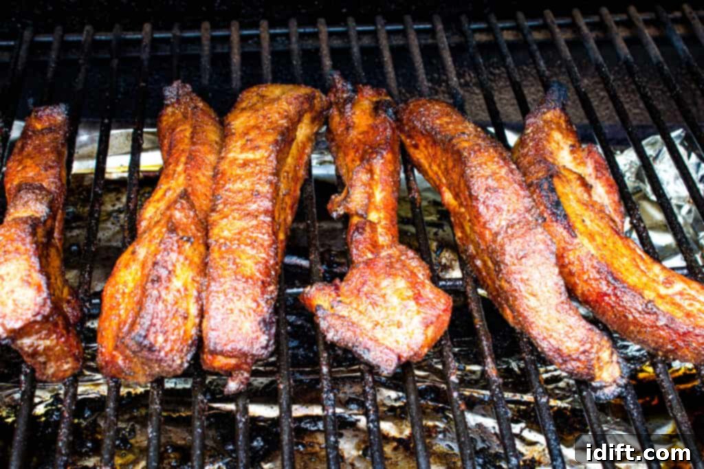 smoked pork belly on the smoker