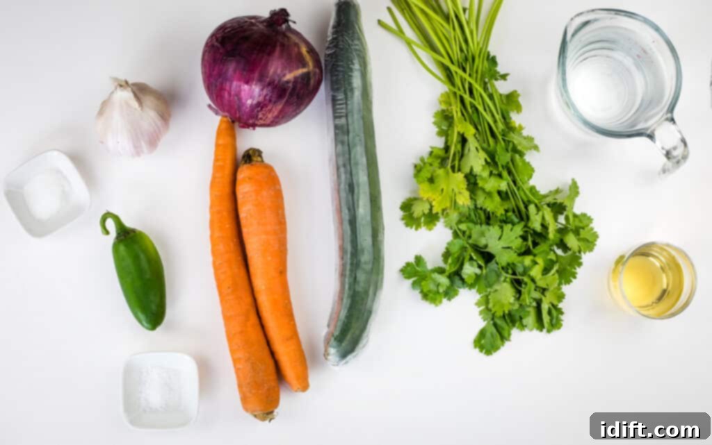 ingredients to make spicy pickled vegetables