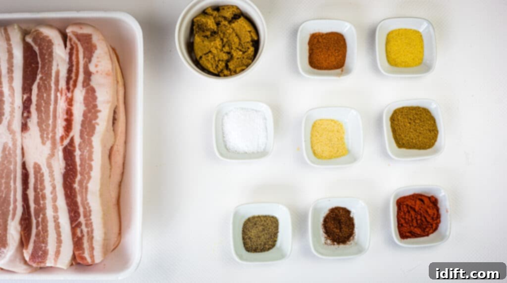 ingredients to make smoked pork belly