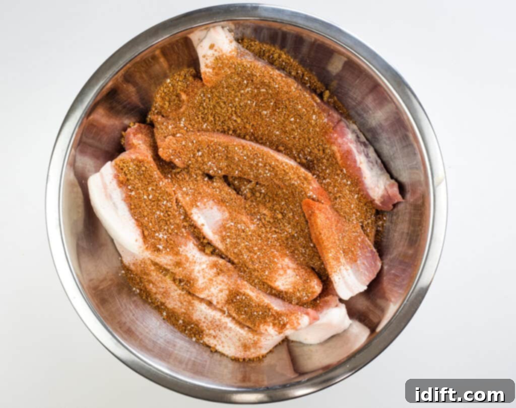 sprinkle the rub over the pork belly