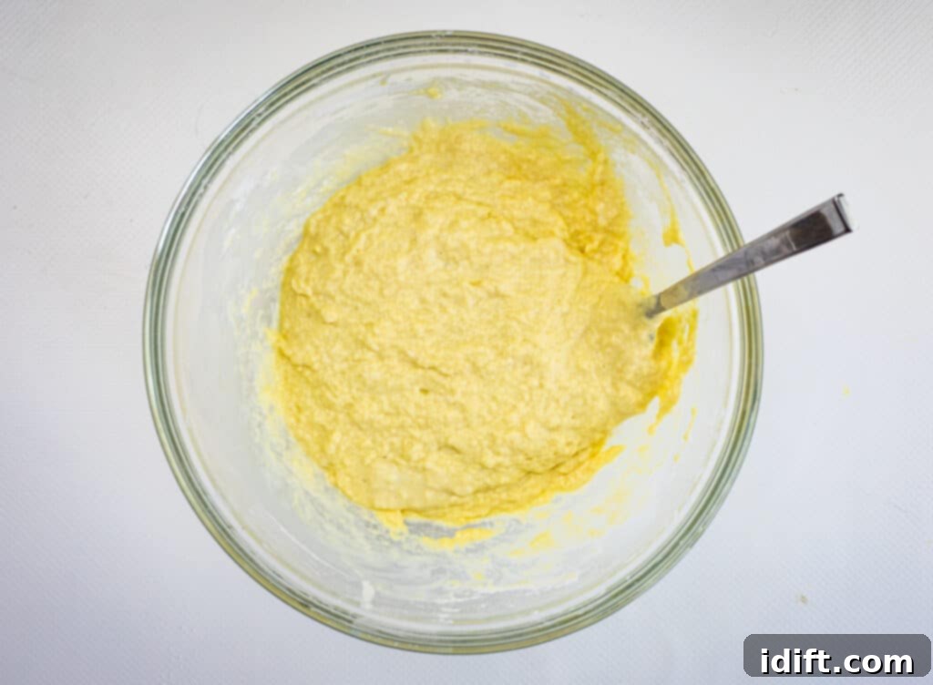 Simple Jalapeno and Applewood Smoked Cheddar Corn Fritters 8 flour added to the corn fritter batter