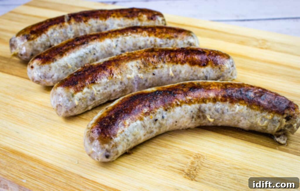Perfect Sous Vide Sausages 2 sous vide sausage, perfectly browned and ready to serve