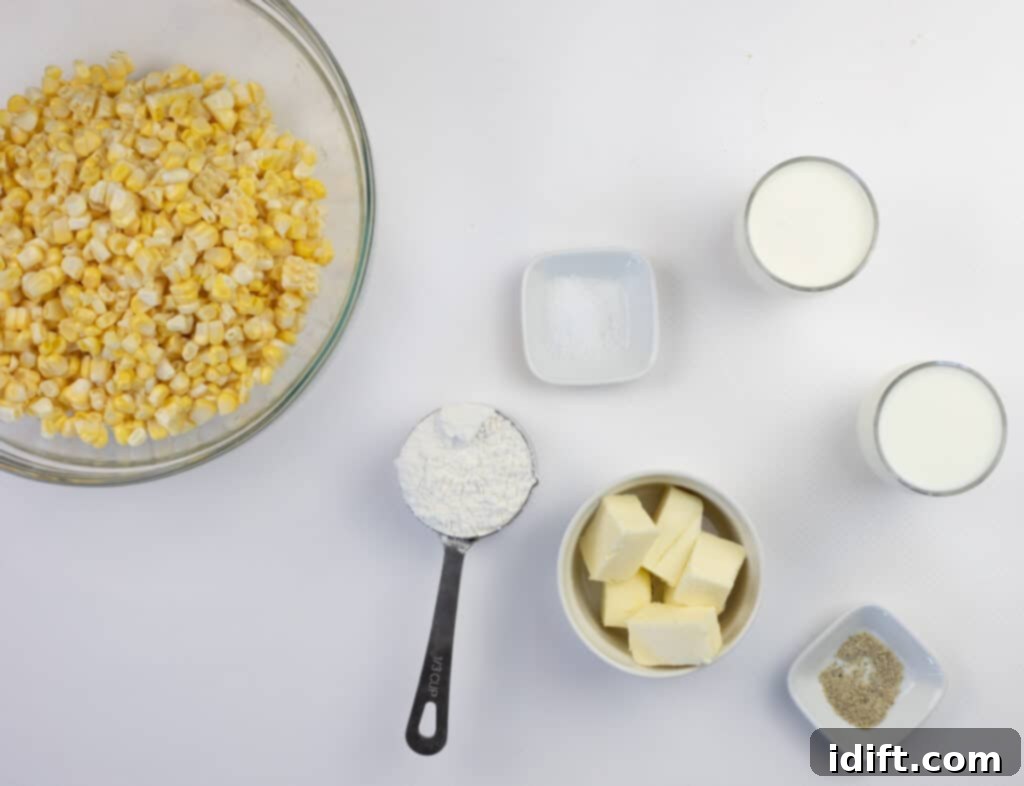 Ingredients to make creamed corn
