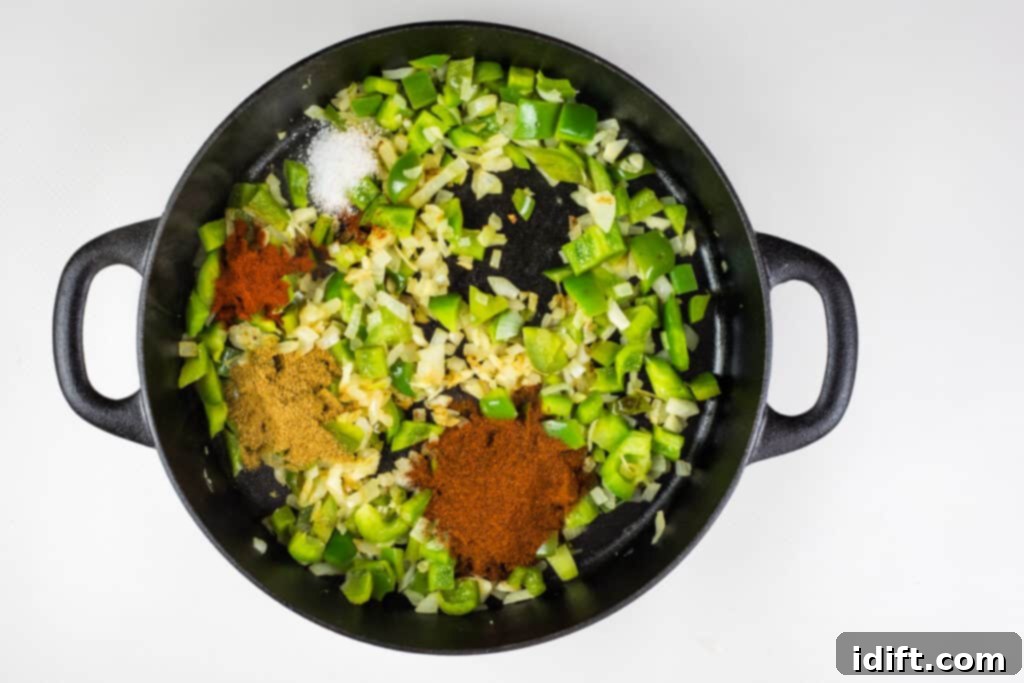 add spices to sauteed vegetables