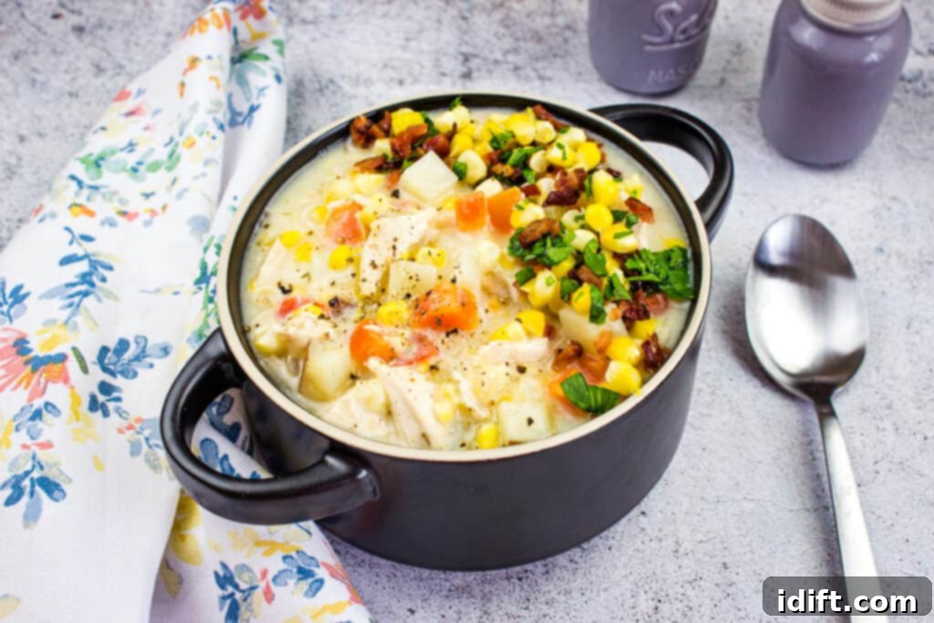 Hearty Chicken and Sweet Corn Chowder 10 add cream, milk, and thicken. serve and enjoy chicken corn chowder!