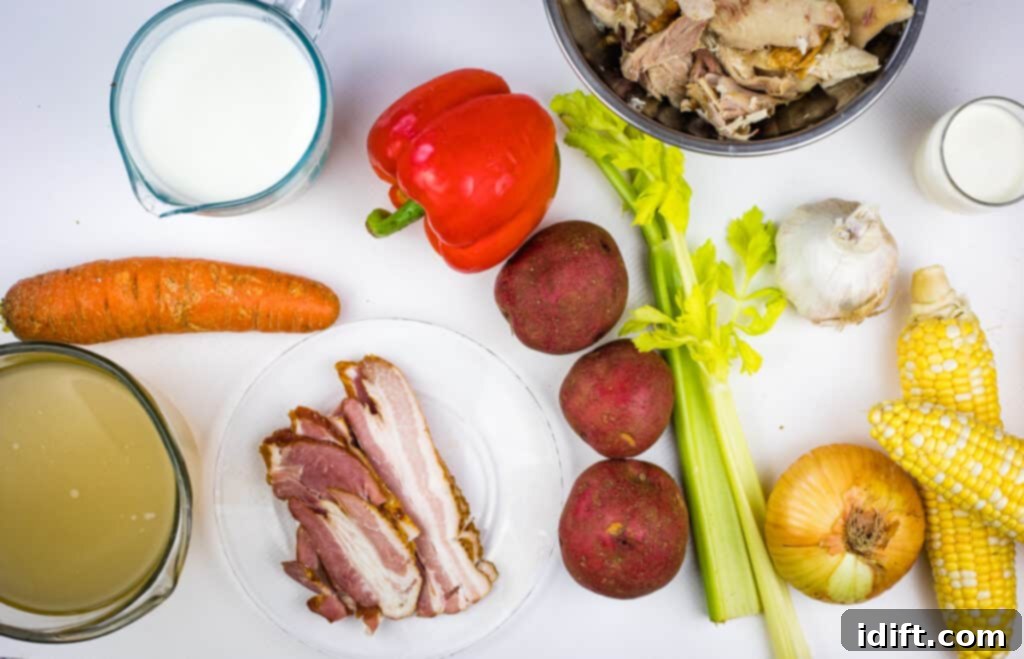 Hearty Chicken and Sweet Corn Chowder 5 Ingredients to make chicken corn chowder