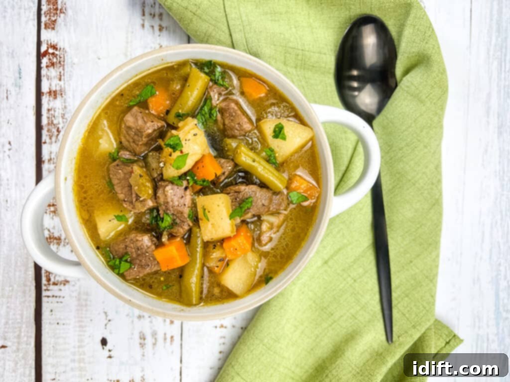 steak & potato soup instant pot in a bowl