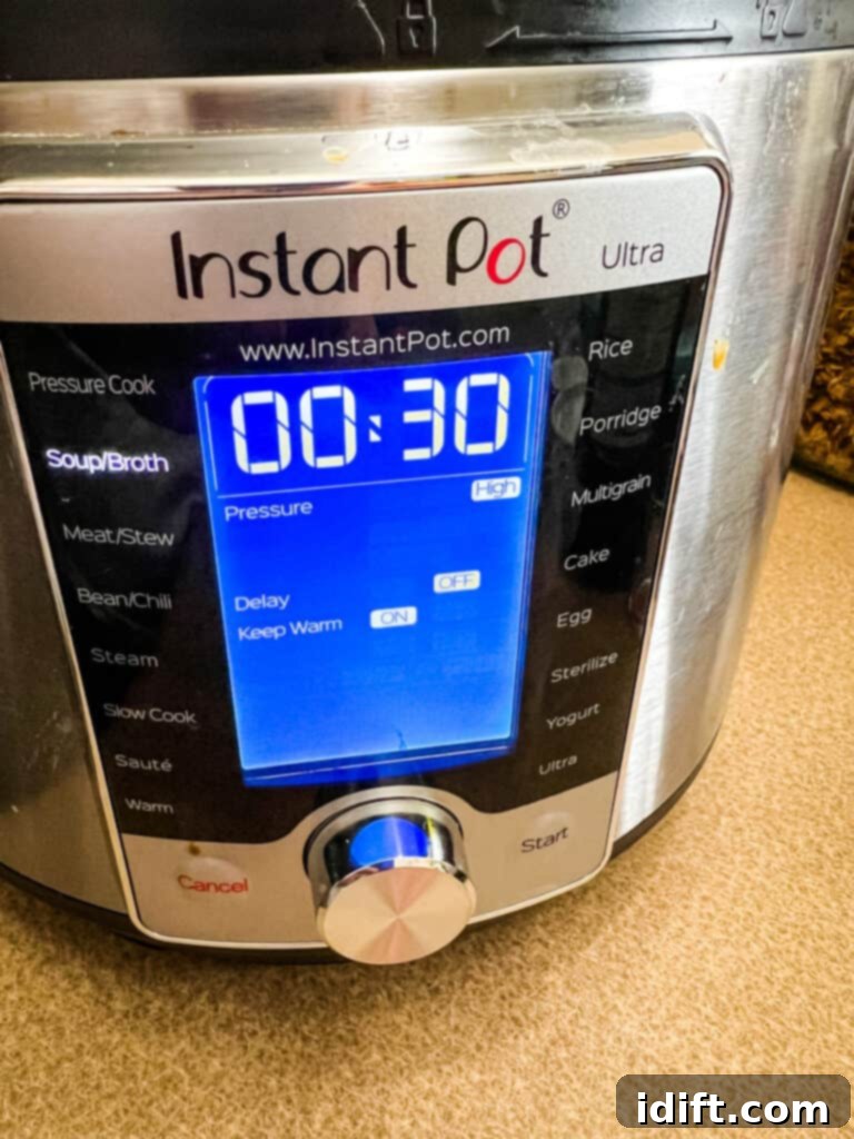 setting instant pot to 30 minutes