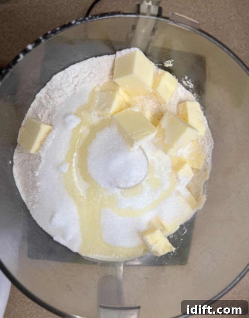 cinnamon roll cookie dough ingredients in food processor