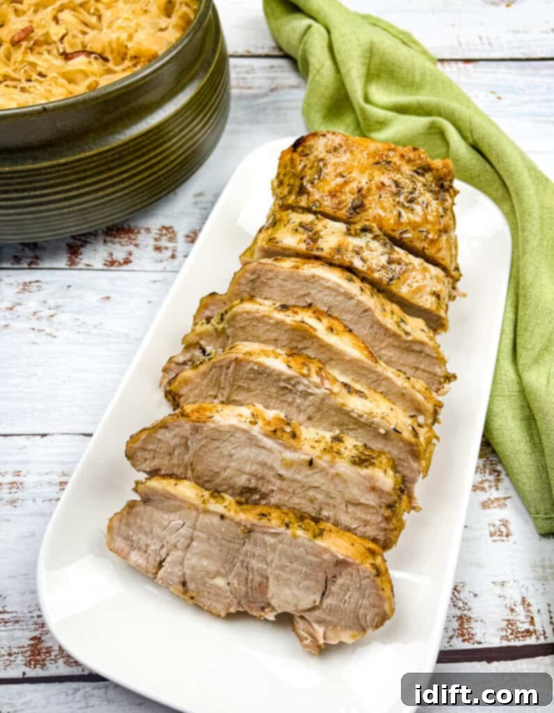 german pork loin slow cooker with sauerkraut on the side