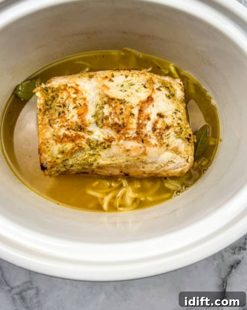 german pork loin slow cooker finished cooking