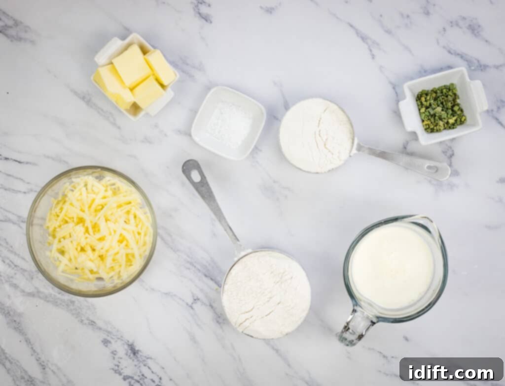 Ingredients for chicken and cheddar dumplings