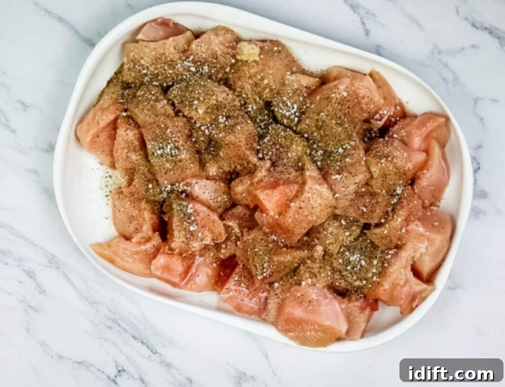 Seasoning chicken for chicken and cheddar dumplings instant precision dutch oven