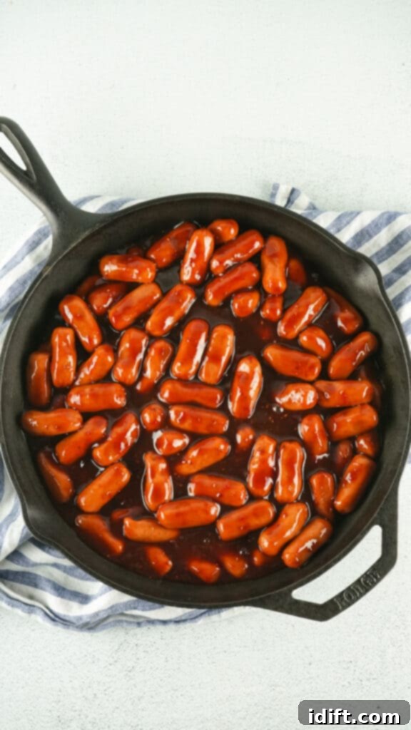 everything in a cast iron pan to make smoked little smokies