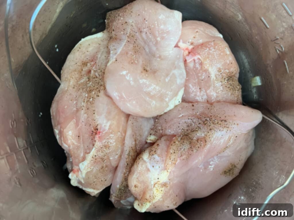 Easy Instant Pot Chicken Tinga 5 add seasoned chicken to make chicken tinga instant pot