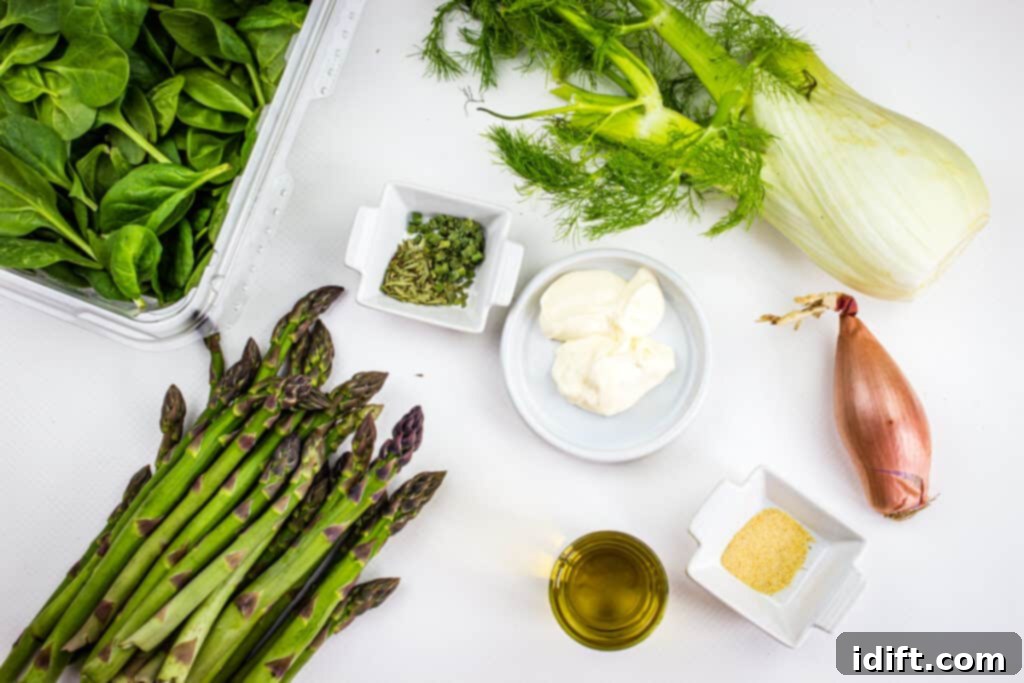 Spinach, Asparagus & Fennel Salad Ingredients