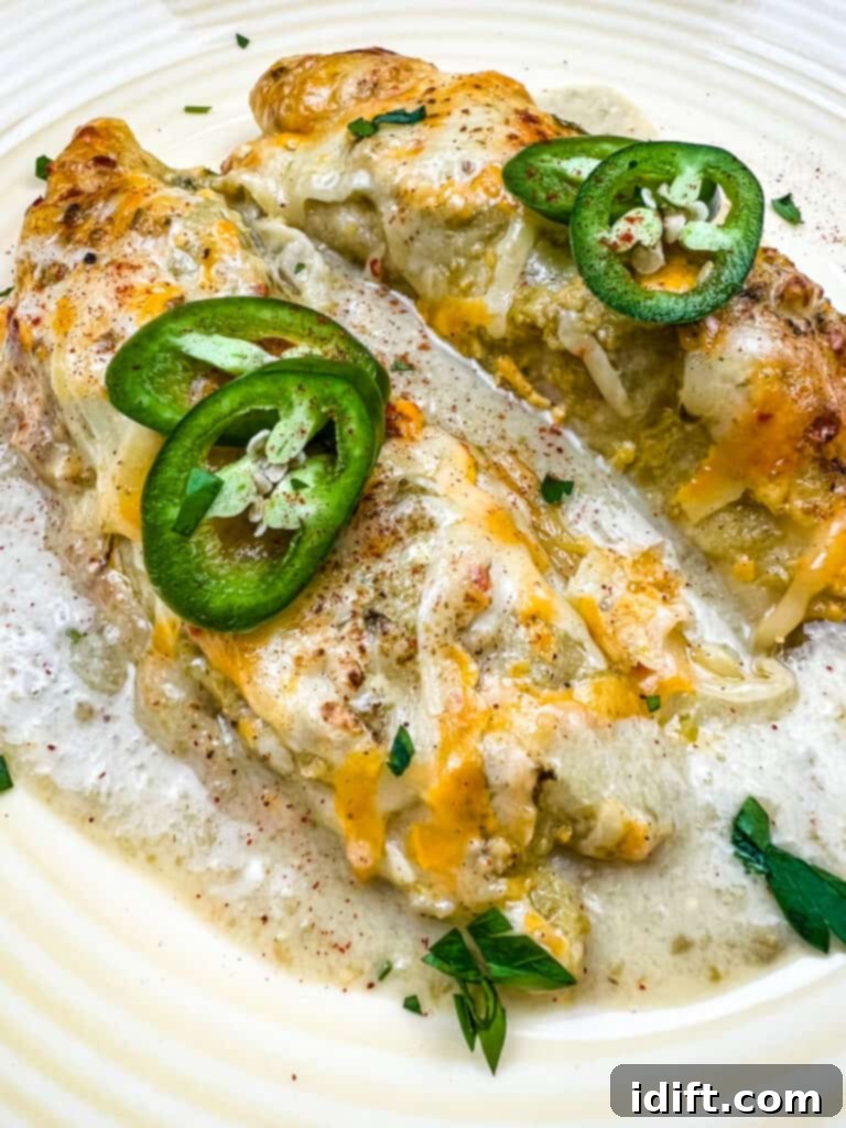 a closeup of smoked chicken enchiladas.