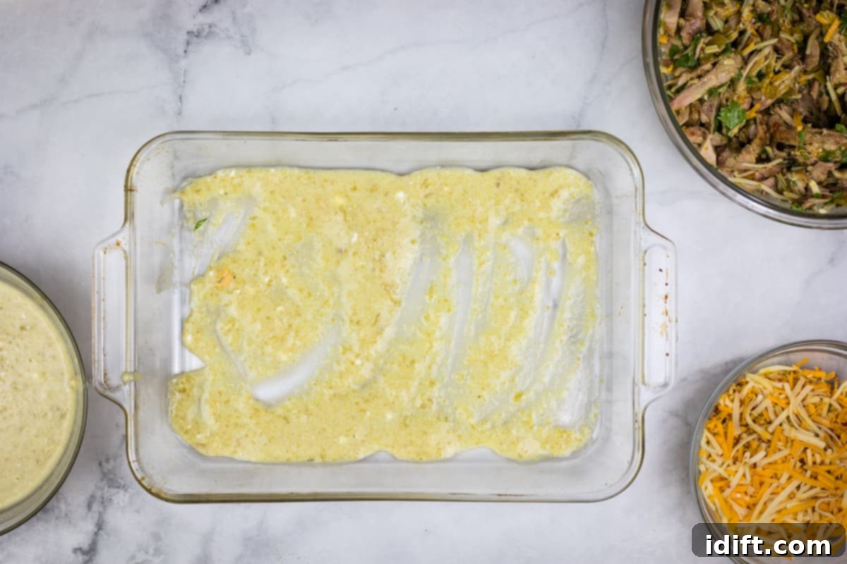 sauce in the bottom of a 9x13 casserole dish.