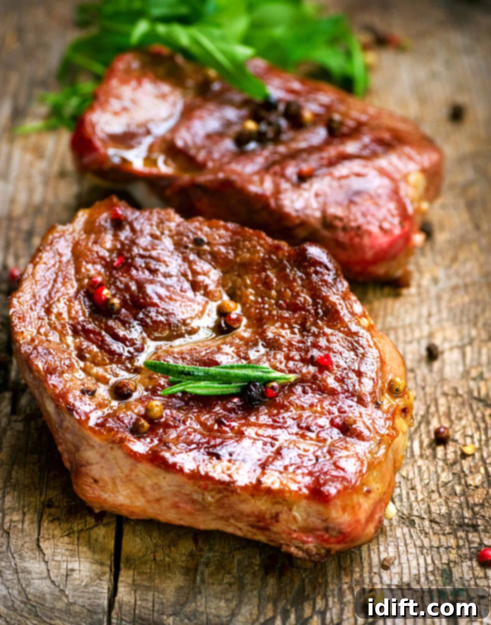 Two perfectly grilled steaks resting on a wooden cutting board, ready to be served with delicious side dishes.