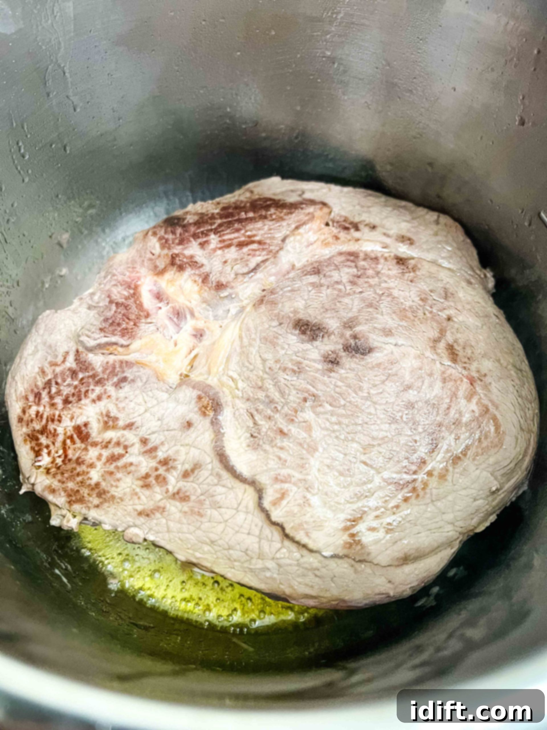 Easy Instant Pot Italian Beef Sandwiches 6 searing the beef in the instant pot