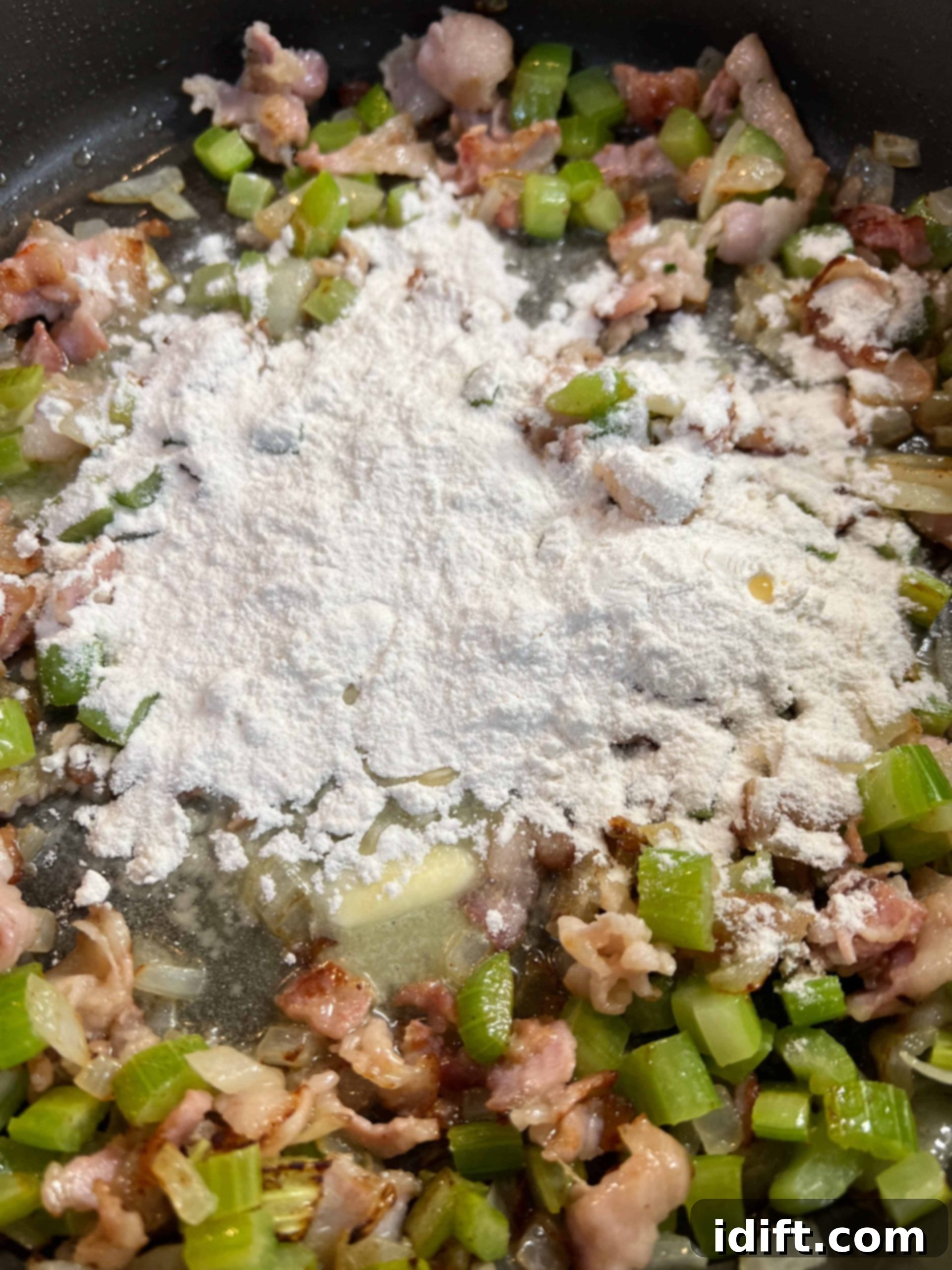 Add the flour and mix well.