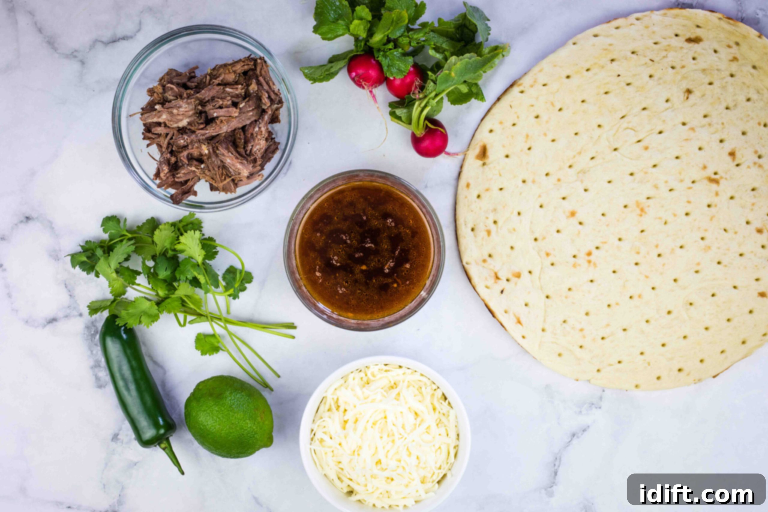 ingredients to make birria pizza