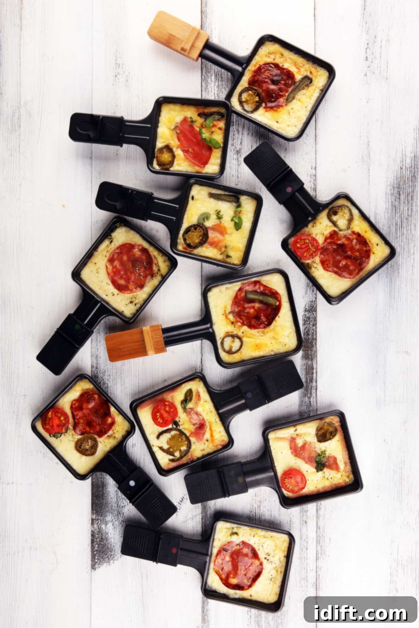 raclette cheese and tasty bites in raclette cups