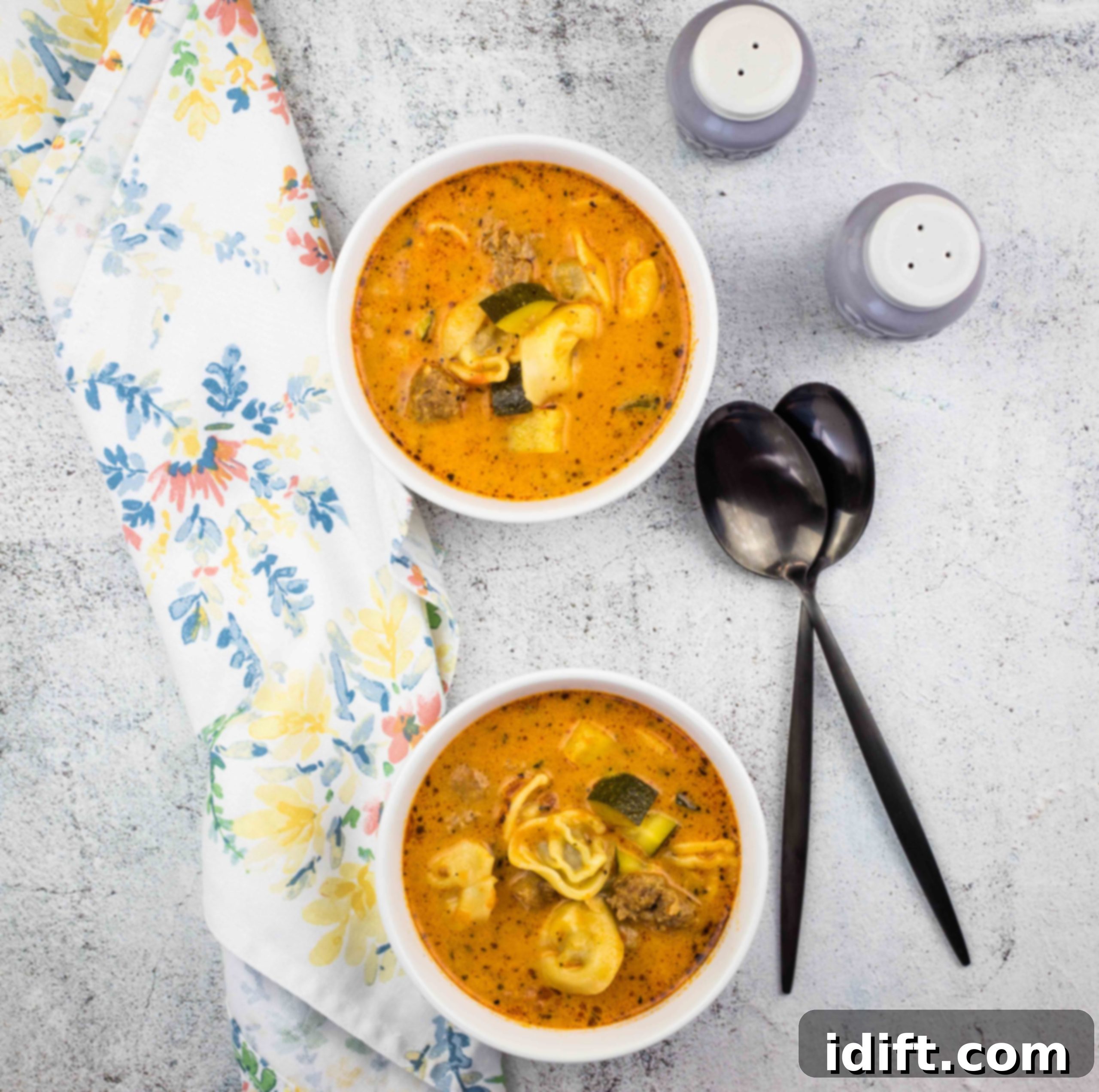 Creamy Instant Pot Sausage and Tomato Tortellini Soup 9 Ready to eat Instant Pot tortellini soup in a bowl