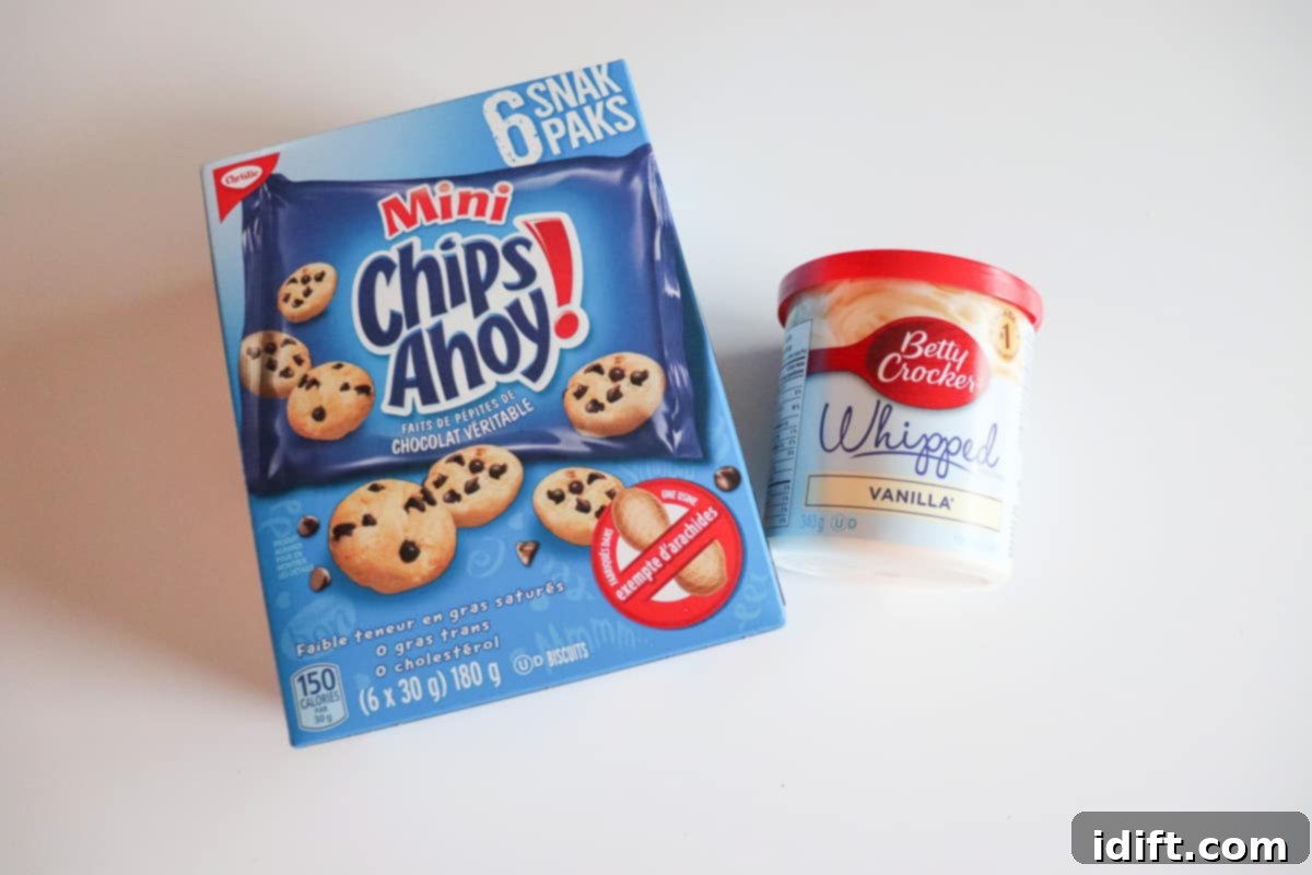 Decadent Frosted Chocolate Chip Delights 9 Ingredients for topping, including crushed chocolate chip cookies and frosting