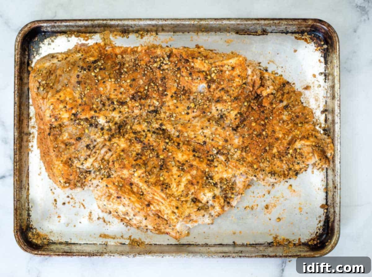 pastrami rub generously applied to a cured brisket