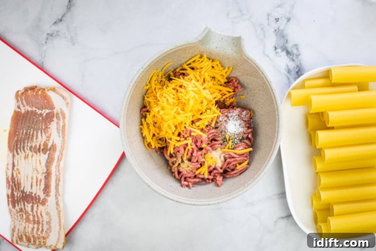 The beef mixture being prepared in a bowl.