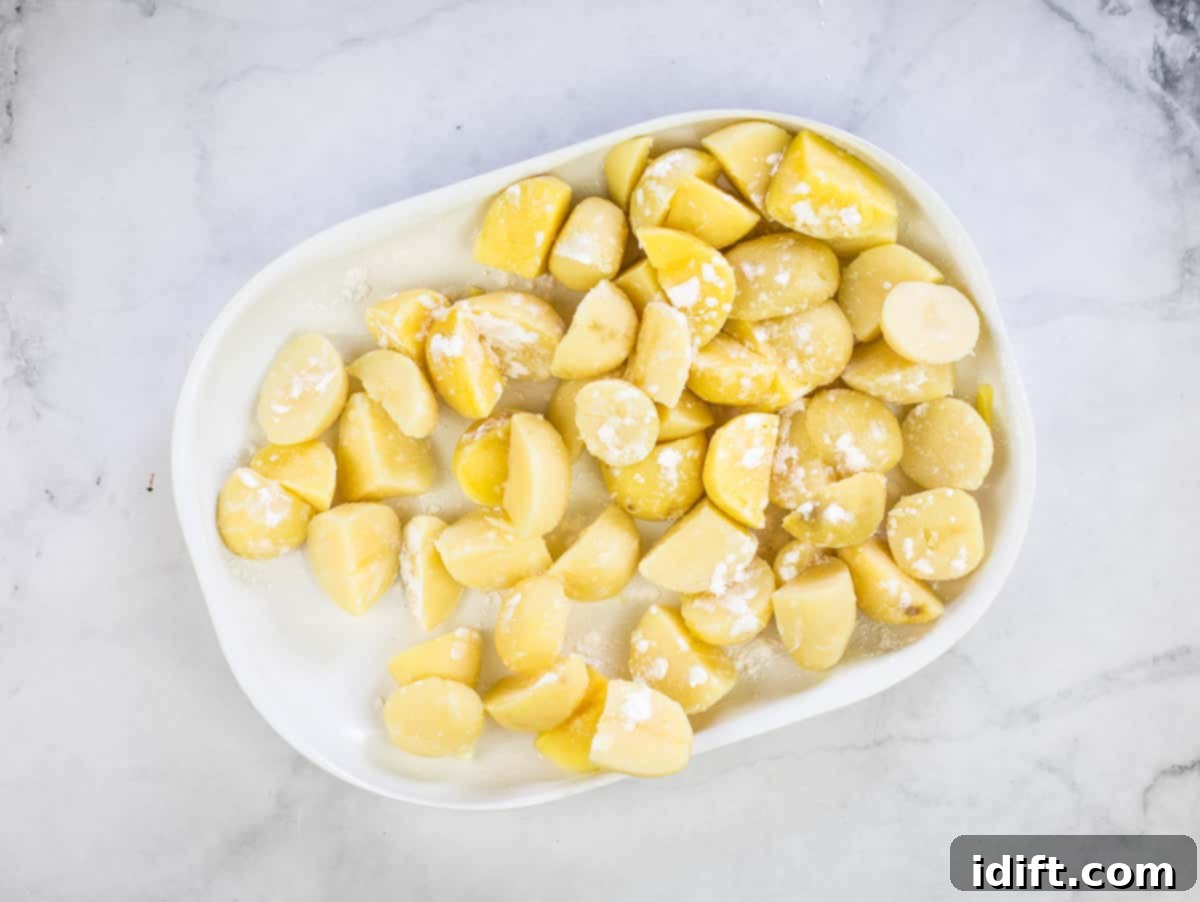 tossed potatoes with cornstarch