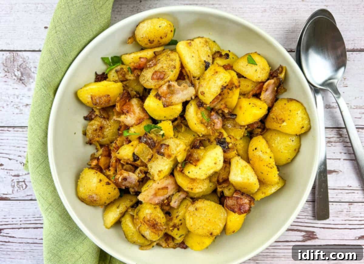  blackstone fried potatoes in a serving bowl.