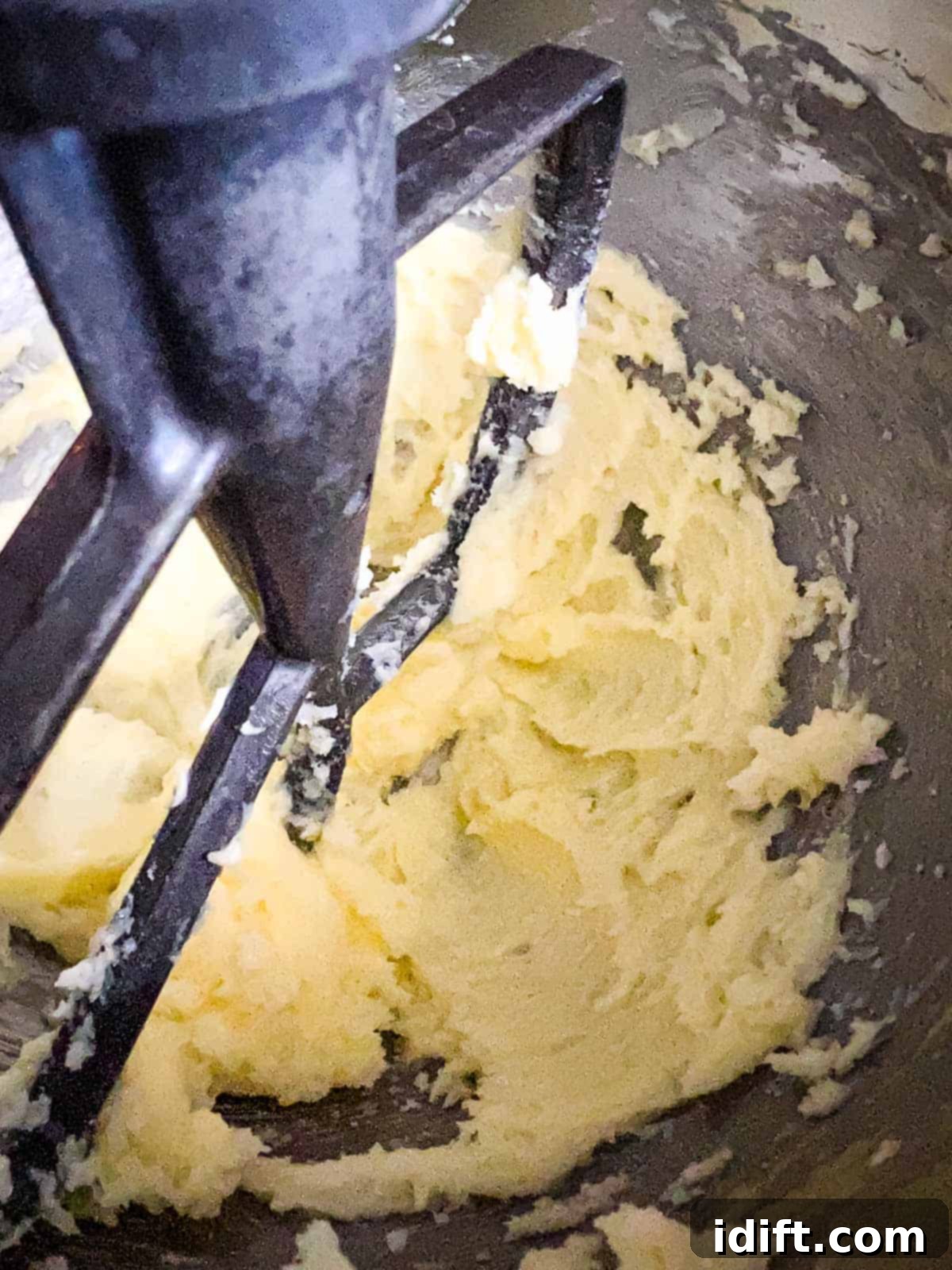 creaming the butter and sugar in a stand mixer bowl