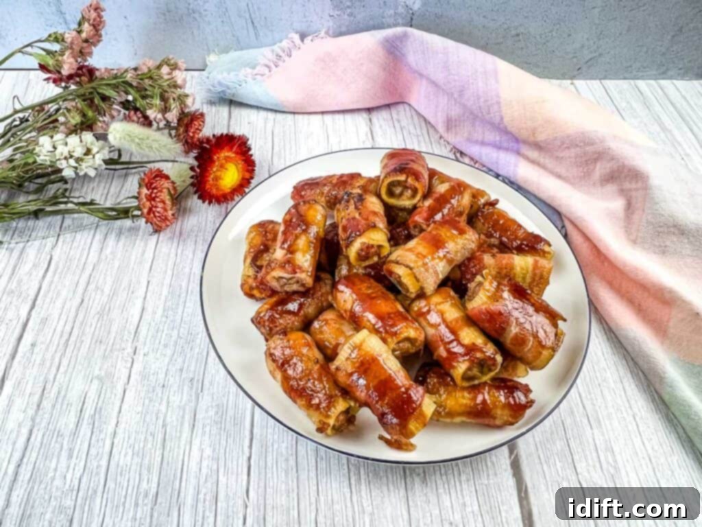 A close-up shot of smoked bullets elegantly arranged on a serving plate.