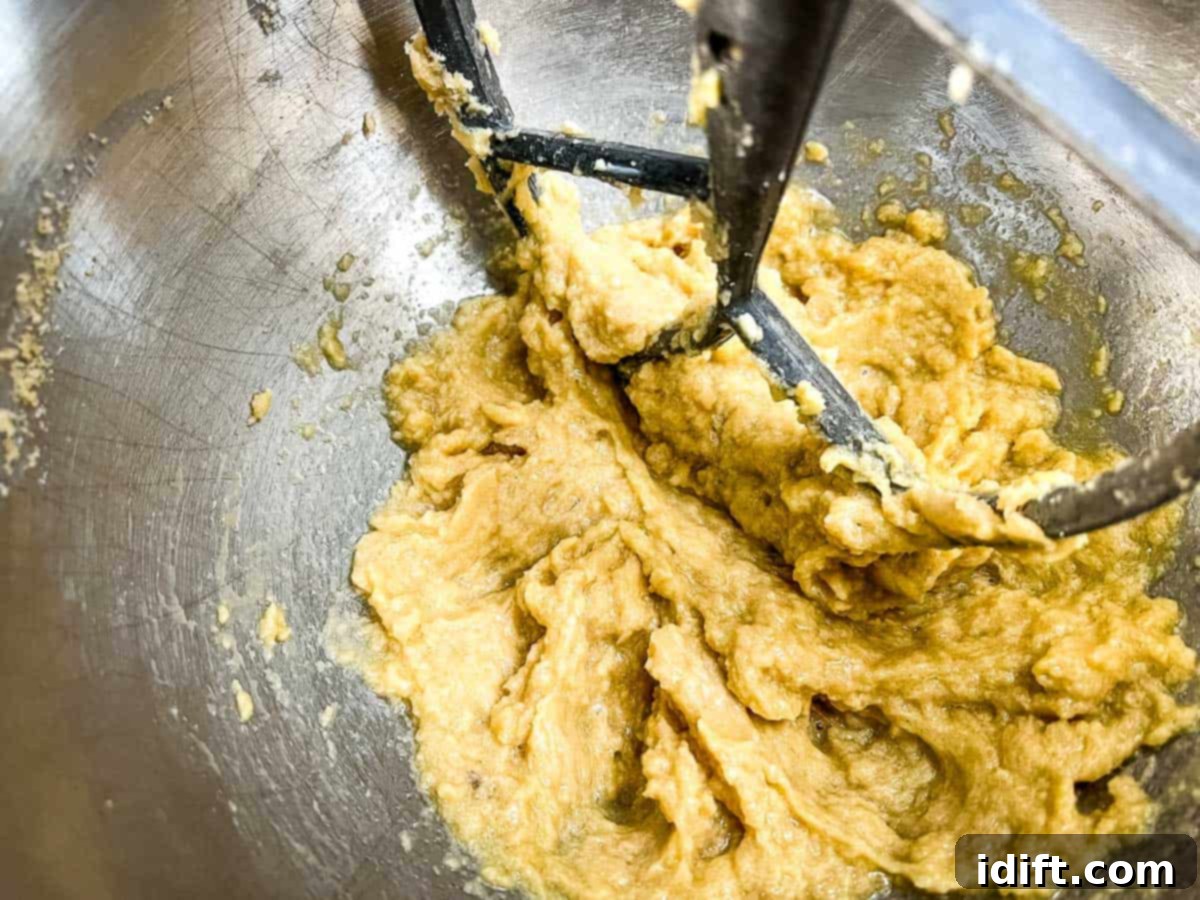 Cookie dough with egg mixed in.