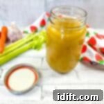 Instant Precision Dutch Oven Turkey stock in a glass jar.