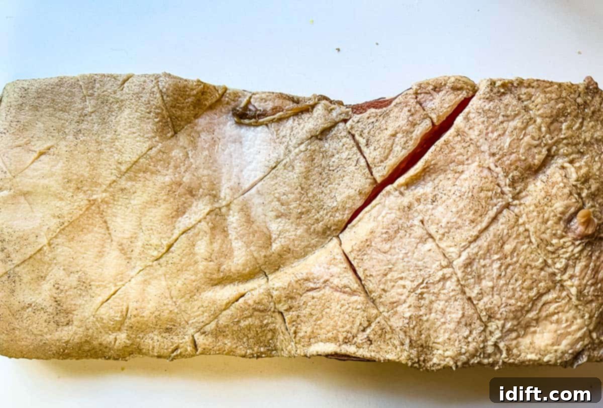 Pork belly after completing the 5-day curing process.