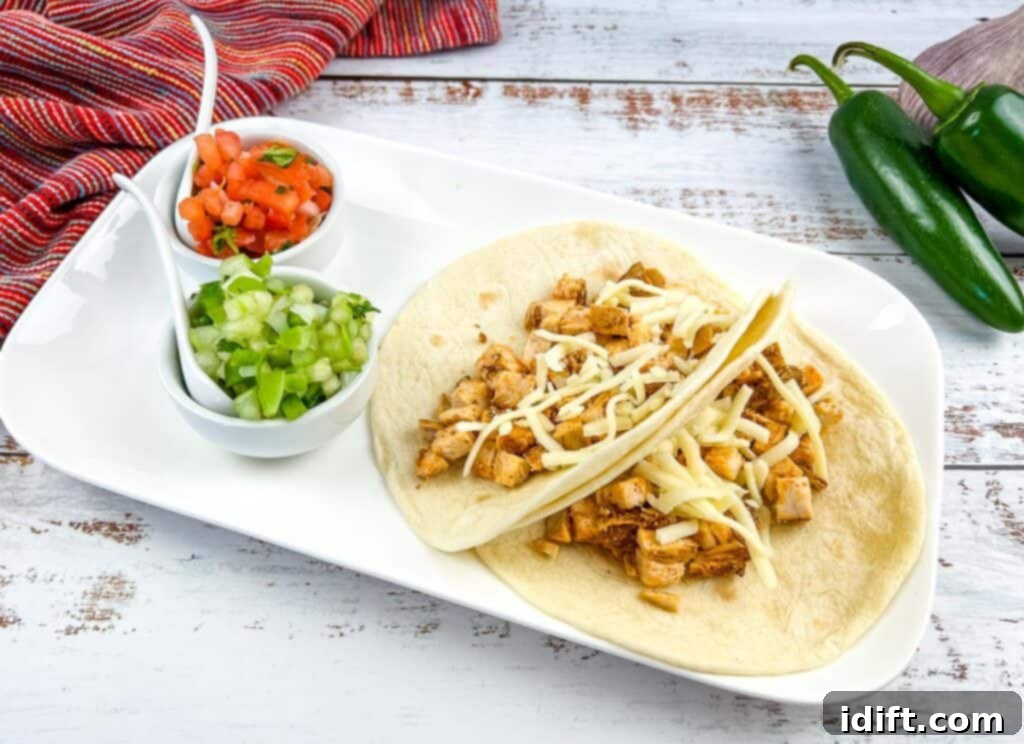 Tacos with a side of Tomatillo Pico de Gallo.